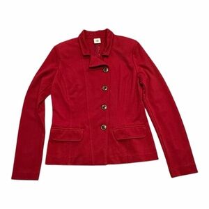 CAbi Red Ponte Knit Blazer Jacket Size 8 Tailored Career Layer